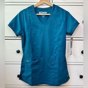 NWT Barco Grey's Anatomy Women's Bahama Active LOVE Raglan V-Neck Top XS